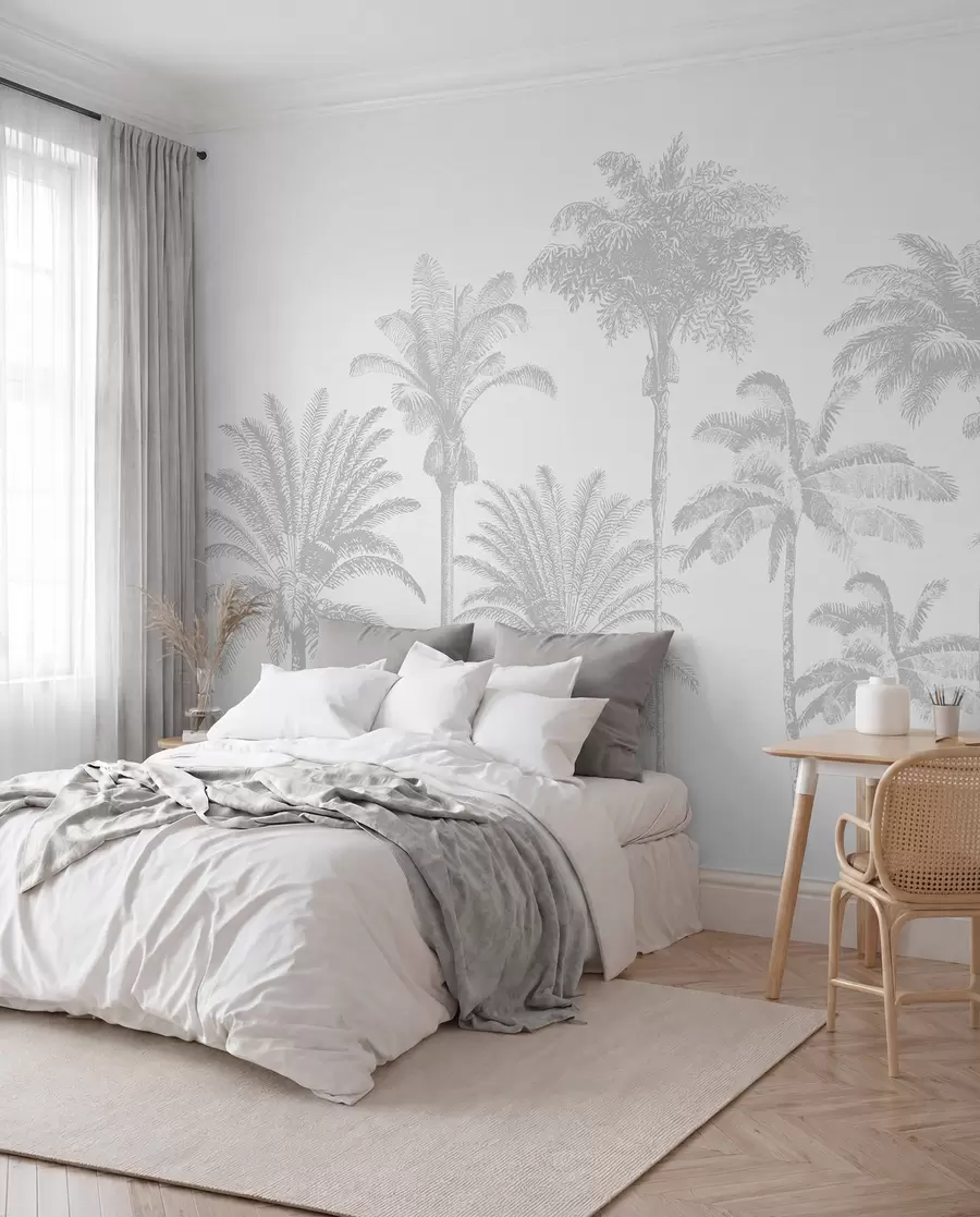 murales de pared Palmeral en plata w08111v2