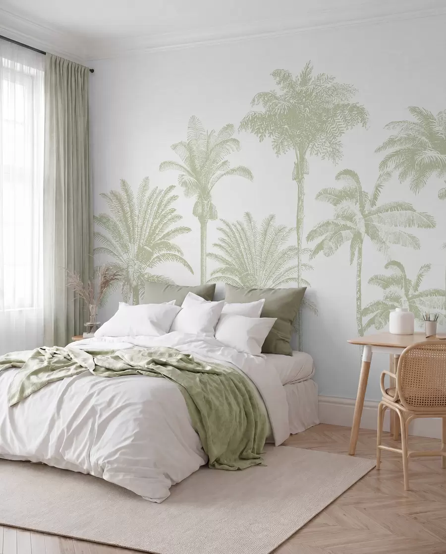 murales de pared Palmeral verde salvia w08111v3