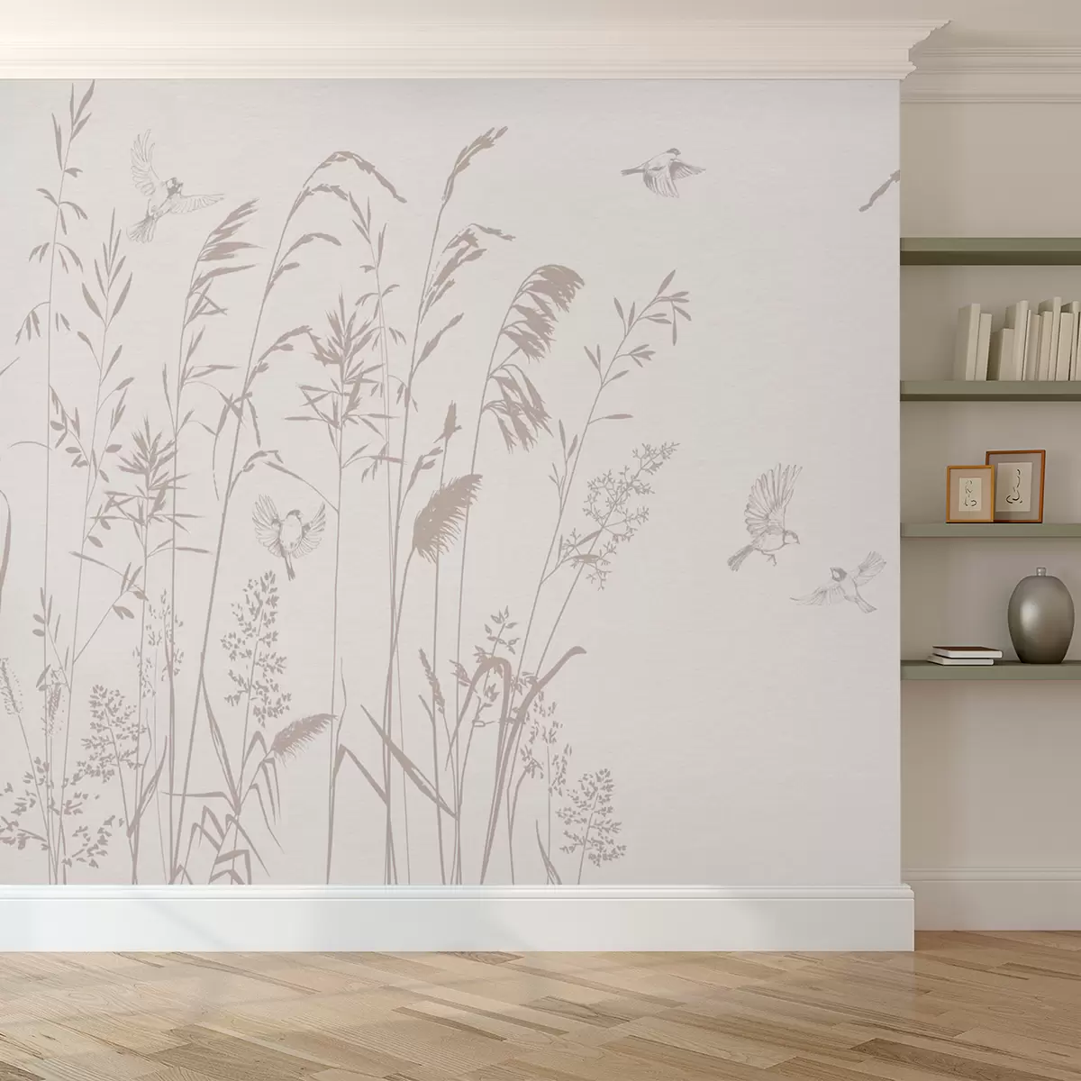 murales de pared Plantas y pájaros pequeños naturaleza minimalismo. w08172