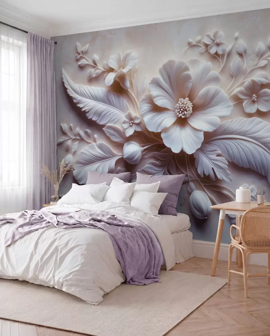 murales de pared Pétalos esculpidos en lila w01340v1