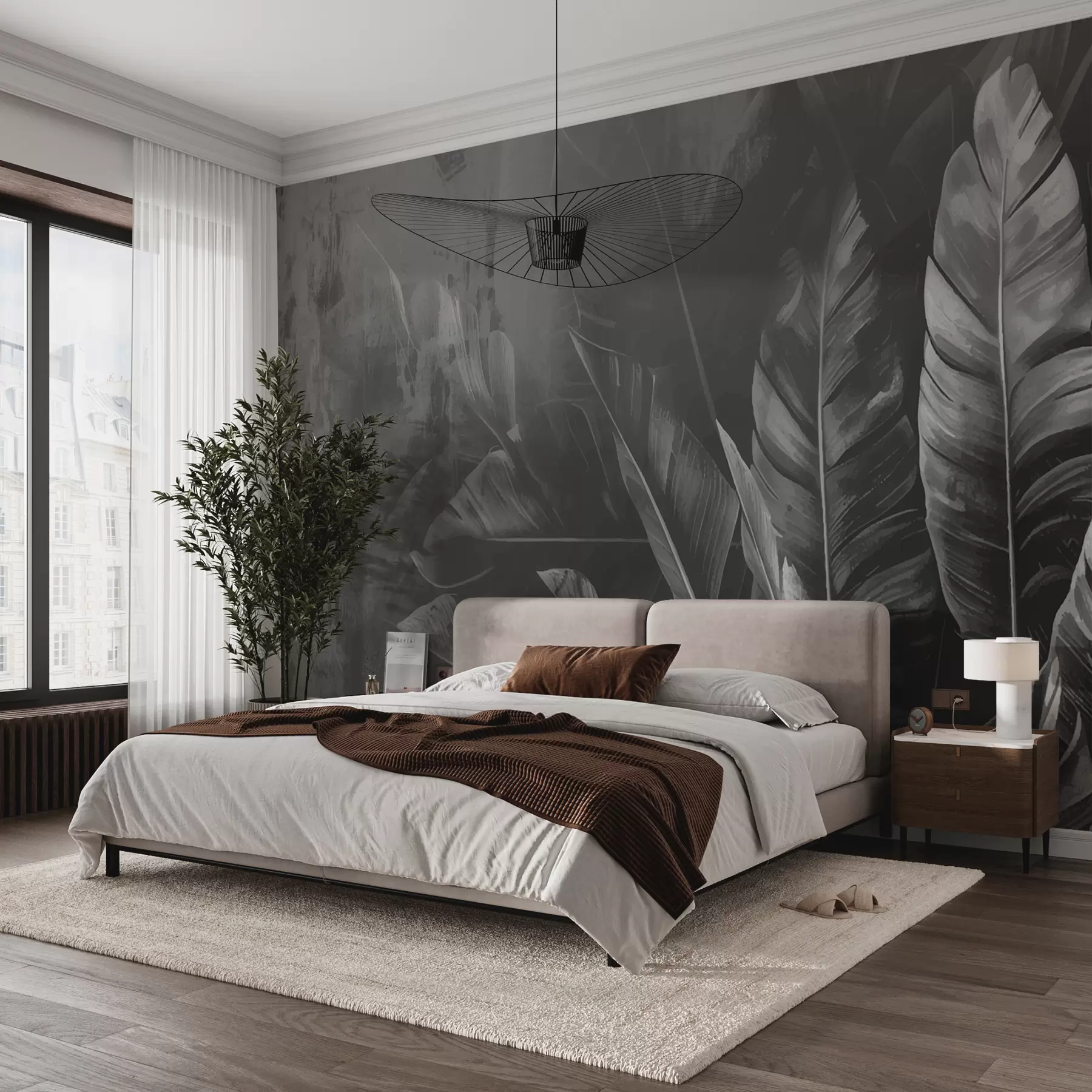 murales de pared hojas negras w00971