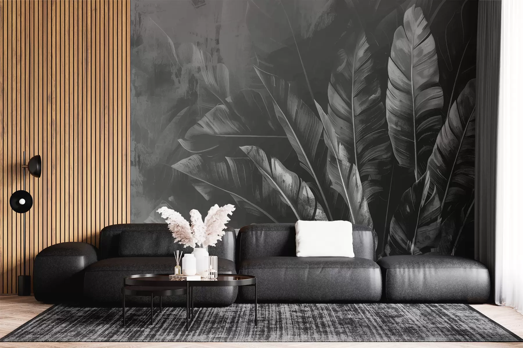 murales de pared hojas negras w00971