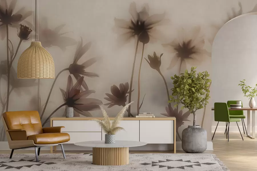 murales de pared Delicadas flores en la niebla. w01468