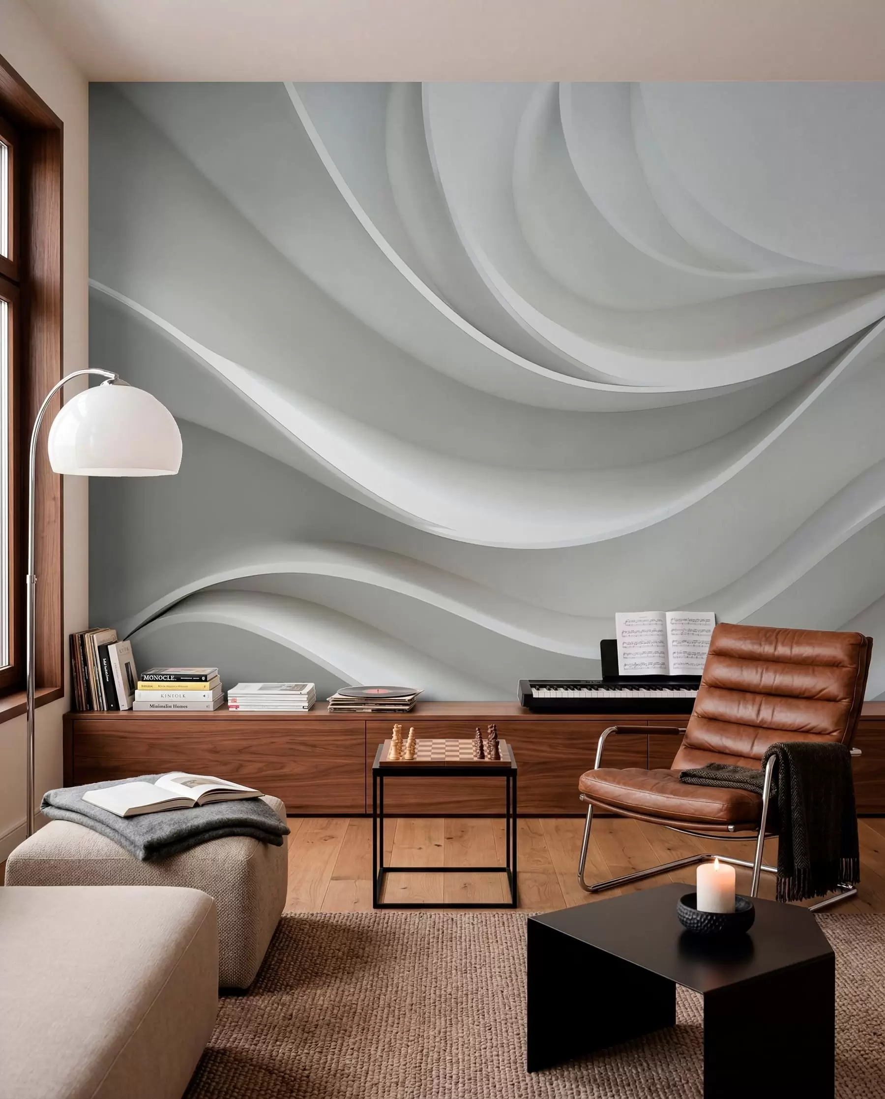 murales de pared Olas blancas esculpidas w01471