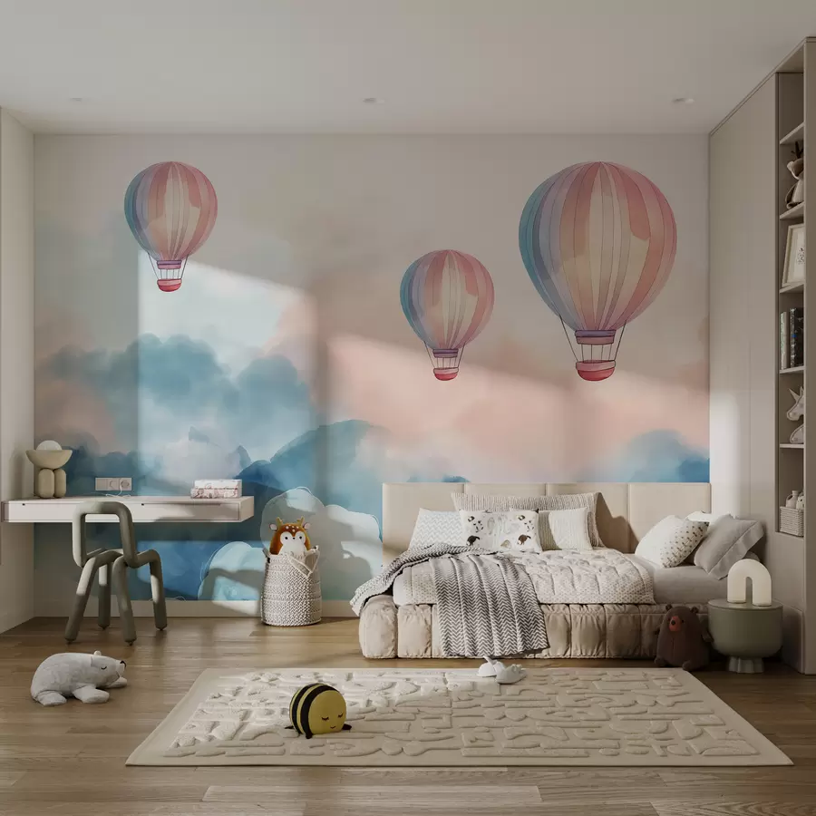 murales de pared Globos de acuarela en las nubes. w01011