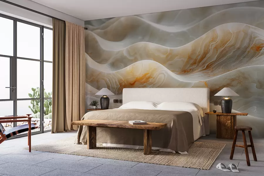 murales de pared Ondas de mármol en colores beige w01488