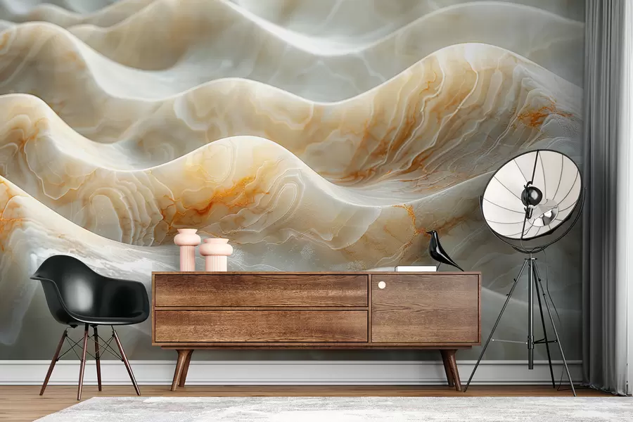 murales de pared Ondas de mármol en colores beige w01488