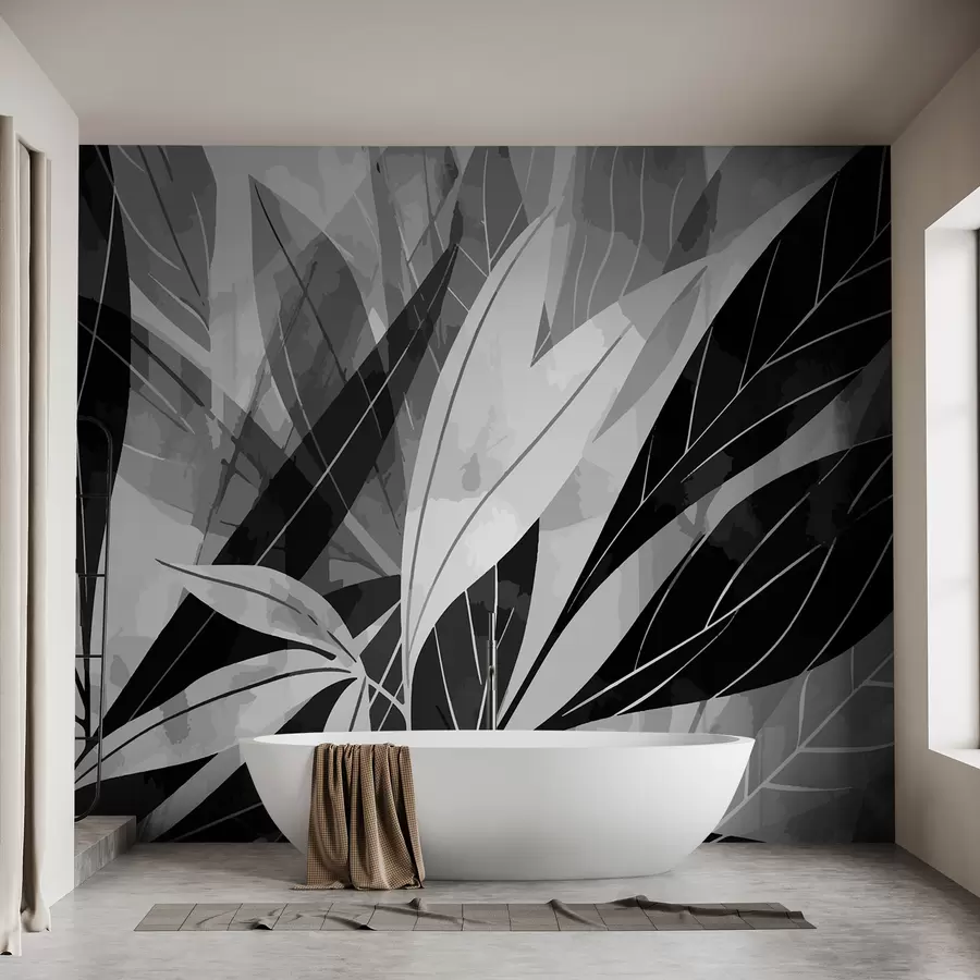 Murales de pared Hojas en blanco y negro w01067 murales de pared Hojas en blanco y negro w01067