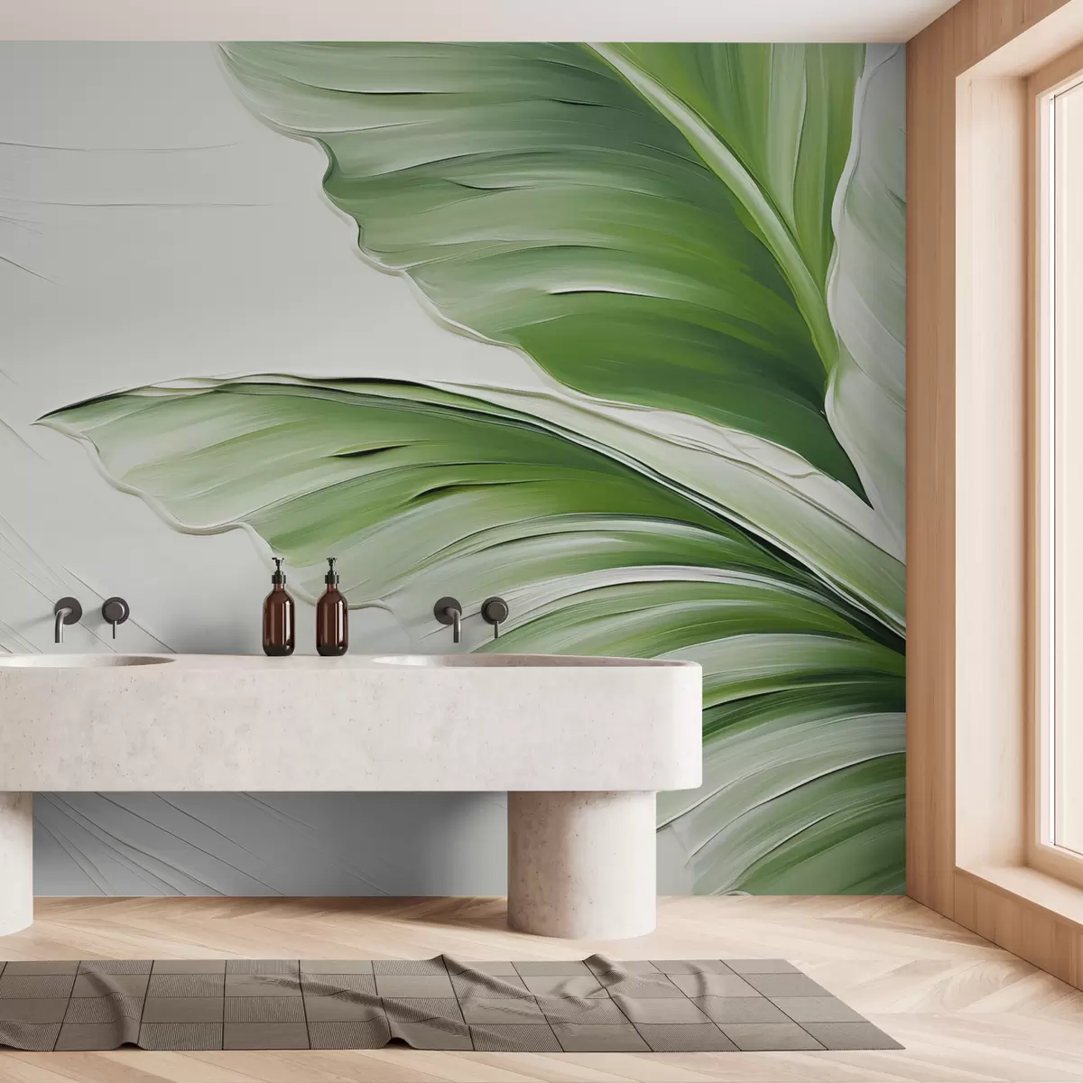 Murales de pared Hojas verdes sobre luz imitación de pinceladas w01557 murales de pared Hojas verdes sobre luz imitación de pinceladas w01557
