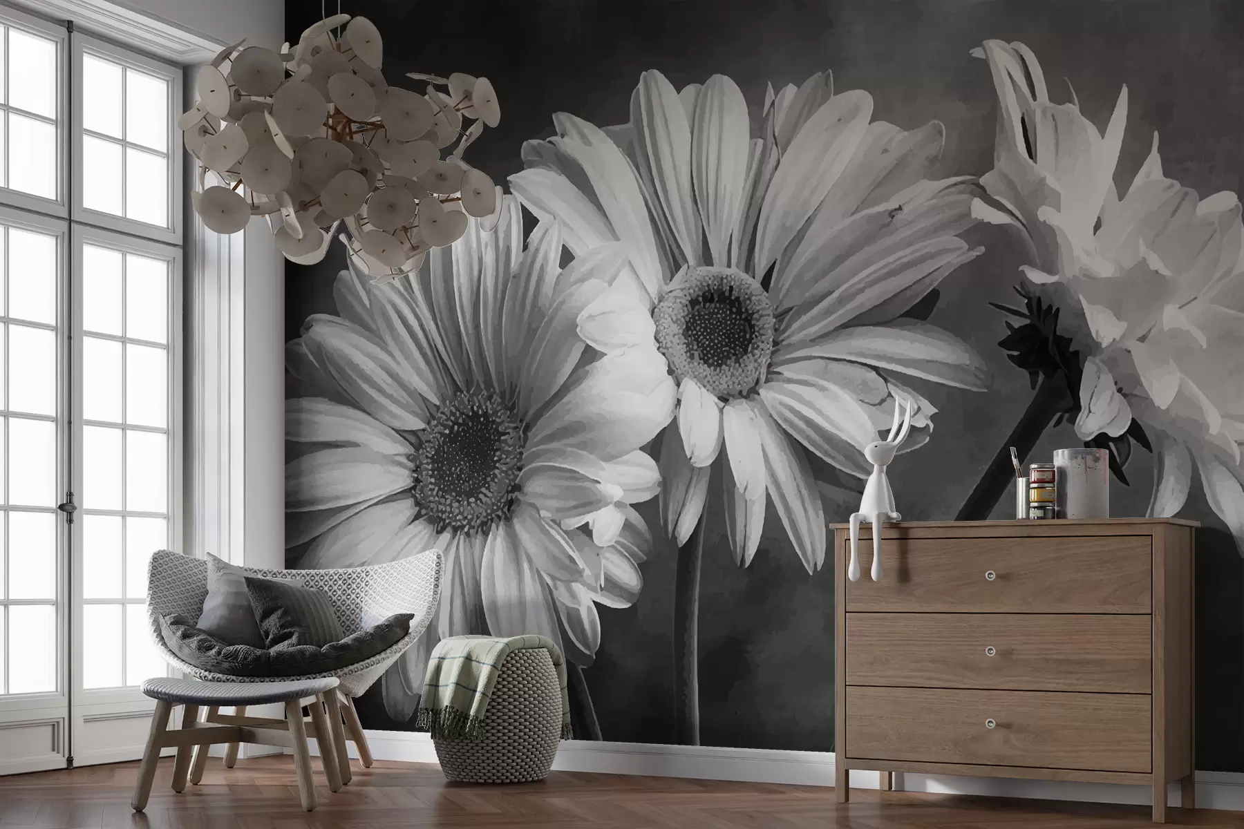murales de pared Tres margaritas w01103