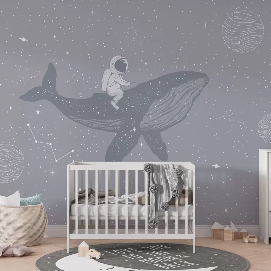 murales de pared Astronauta y ballena mágica en el espacio w08298