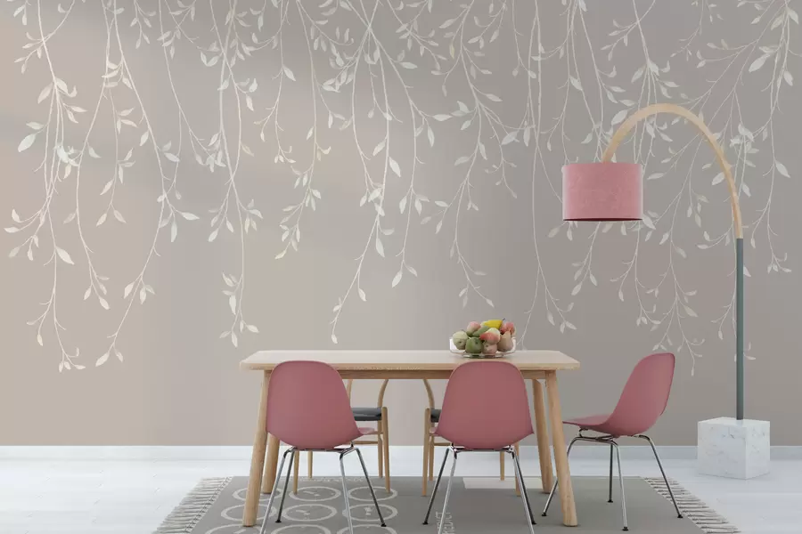 murales de pared Ramas colgantes sobre fondo pastel w01522