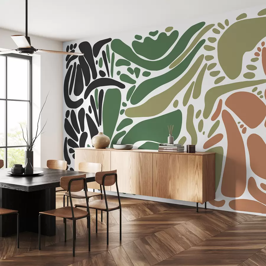 murales de pared Motivo geométrico abstracto, estilo tribal, colores naturales w01623v7