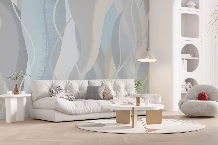 murales de pared Papel pintado moderno abstracto de estilo ecológico en colores fríos y cálidos w01124