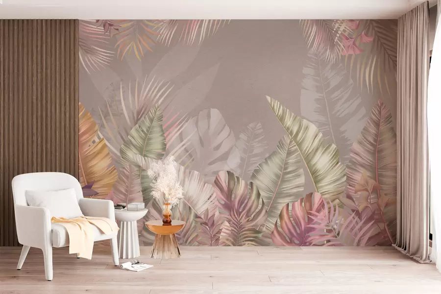 murales de pared El follaje tropical y los colores adecuados w01684