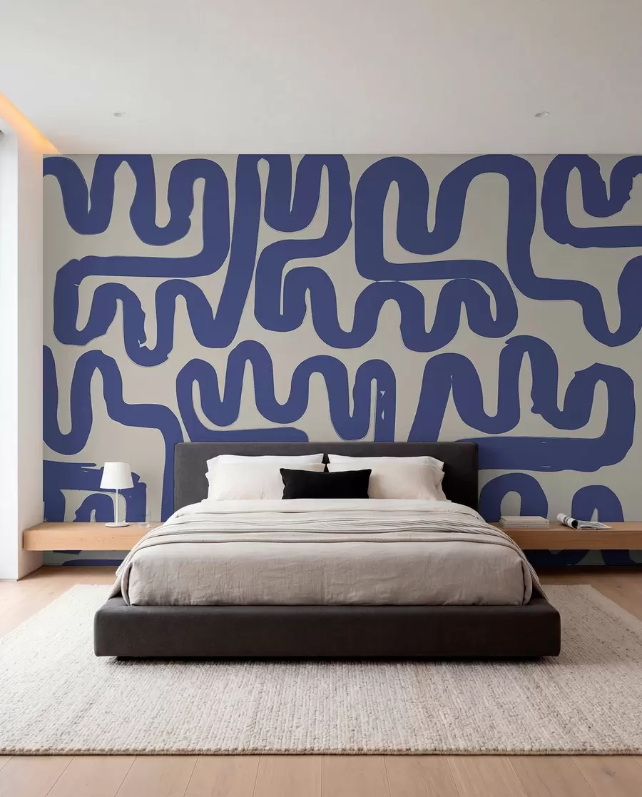 murales de pared Líneas de bobinado azules w01686