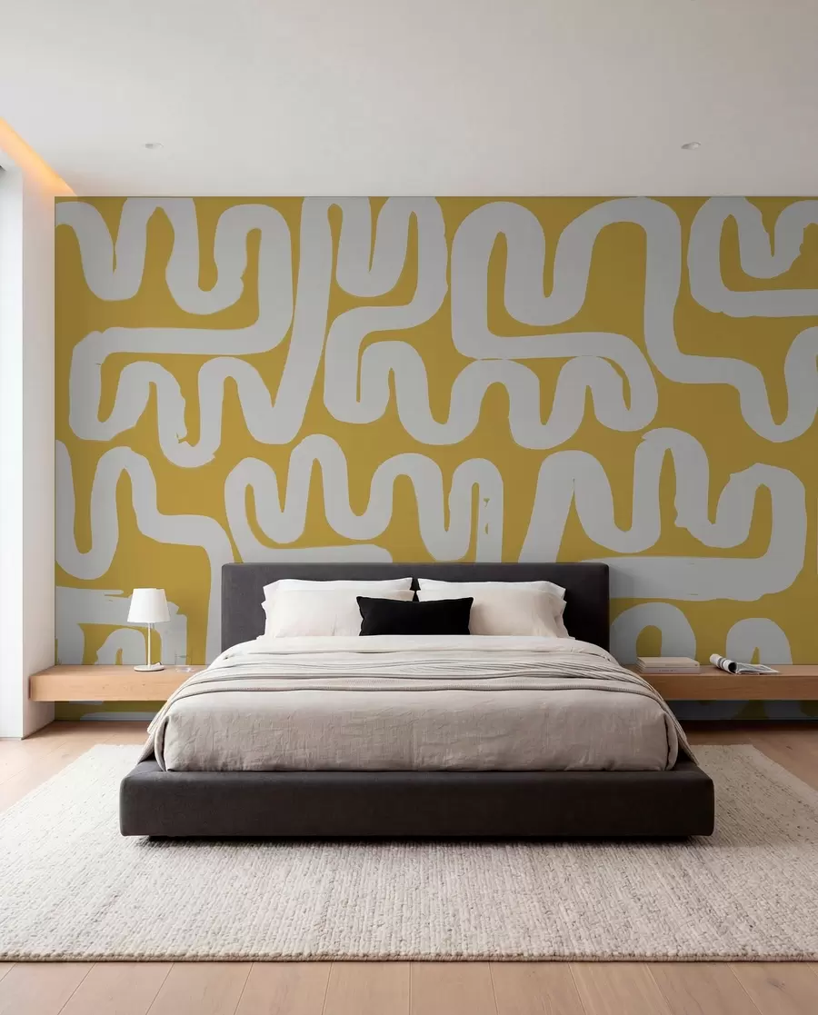 murales de pared Líneas sinuosas en ocre w01686v1