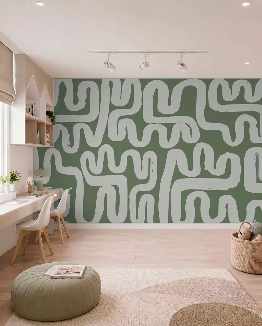 murales de pared Líneas verdes de bobinado w01686v3