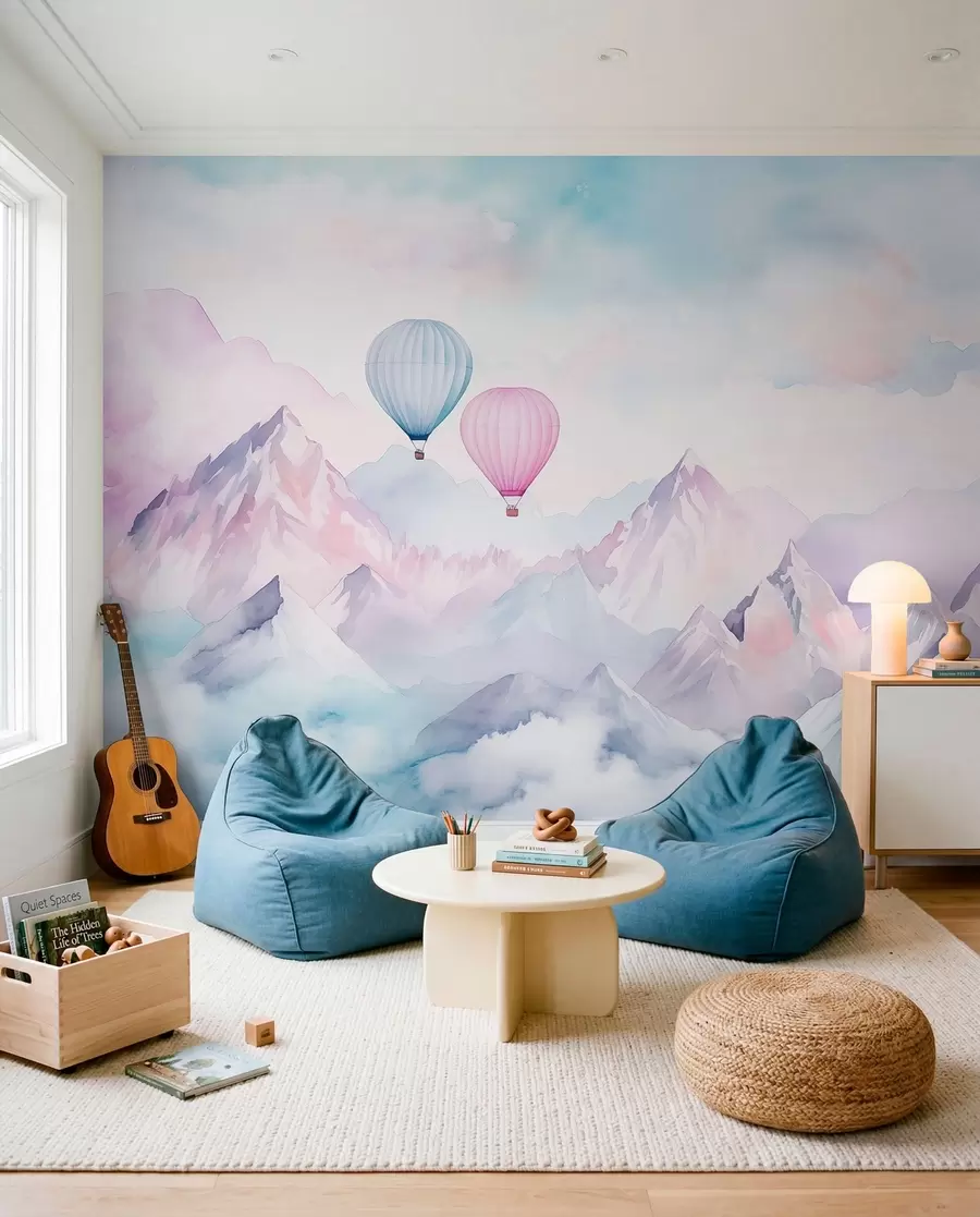 murales de pared Globos sobre cumbres azules w01786v1
