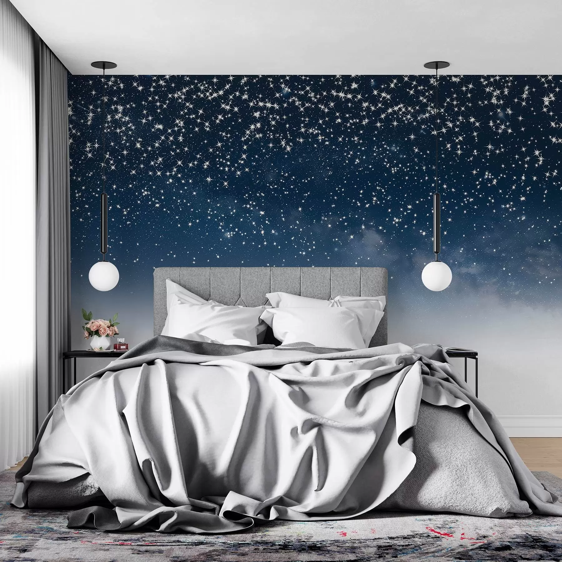 murales de pared Cielo nocturno estrellado, degradado suave, cósmico, constelaciones w01797v1