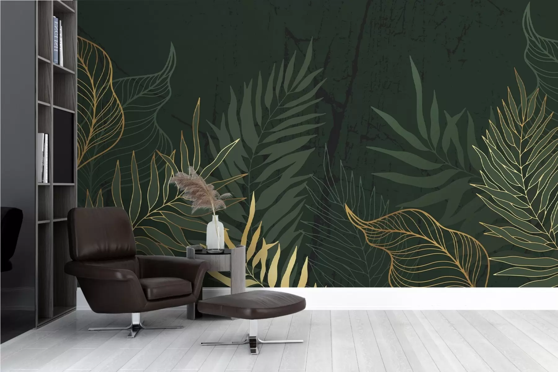 murales de pared Tropical en tonos verdes w01997v3
