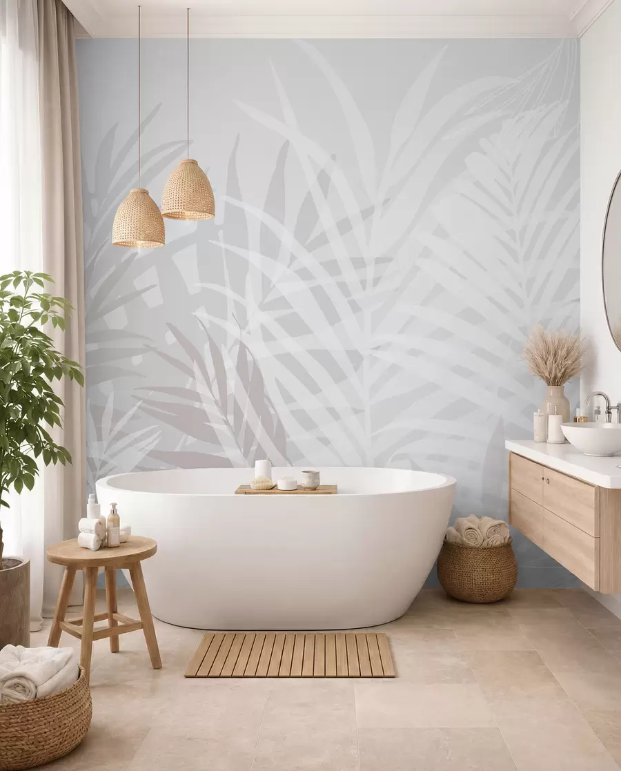 murales de pared Sombras de palma nacaradas w02026