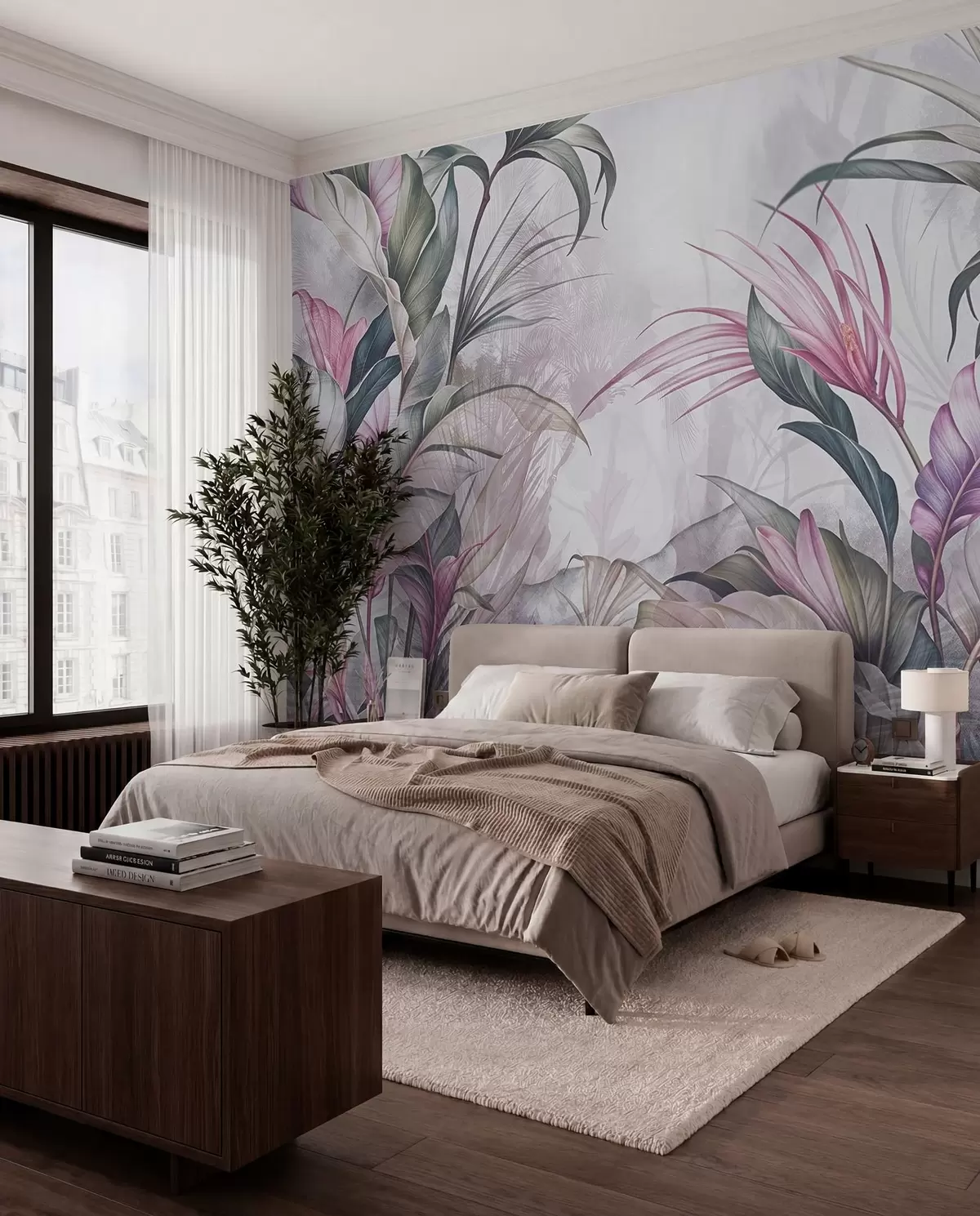 murales de pared Follaje malva y salvia w08375v1