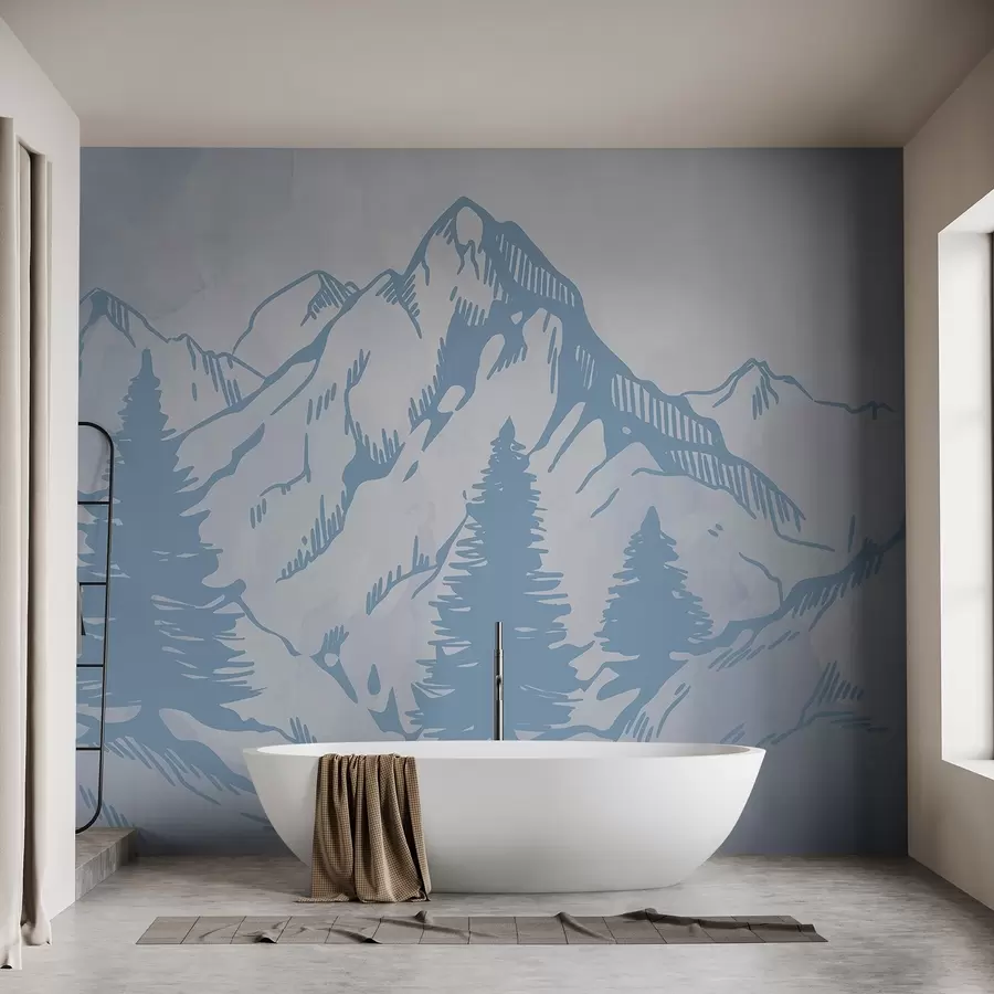 Murales de pared Montañas serenas y árboles tranquilos w00665v2 murales de pared Montañas serenas y árboles tranquilos w00665v2