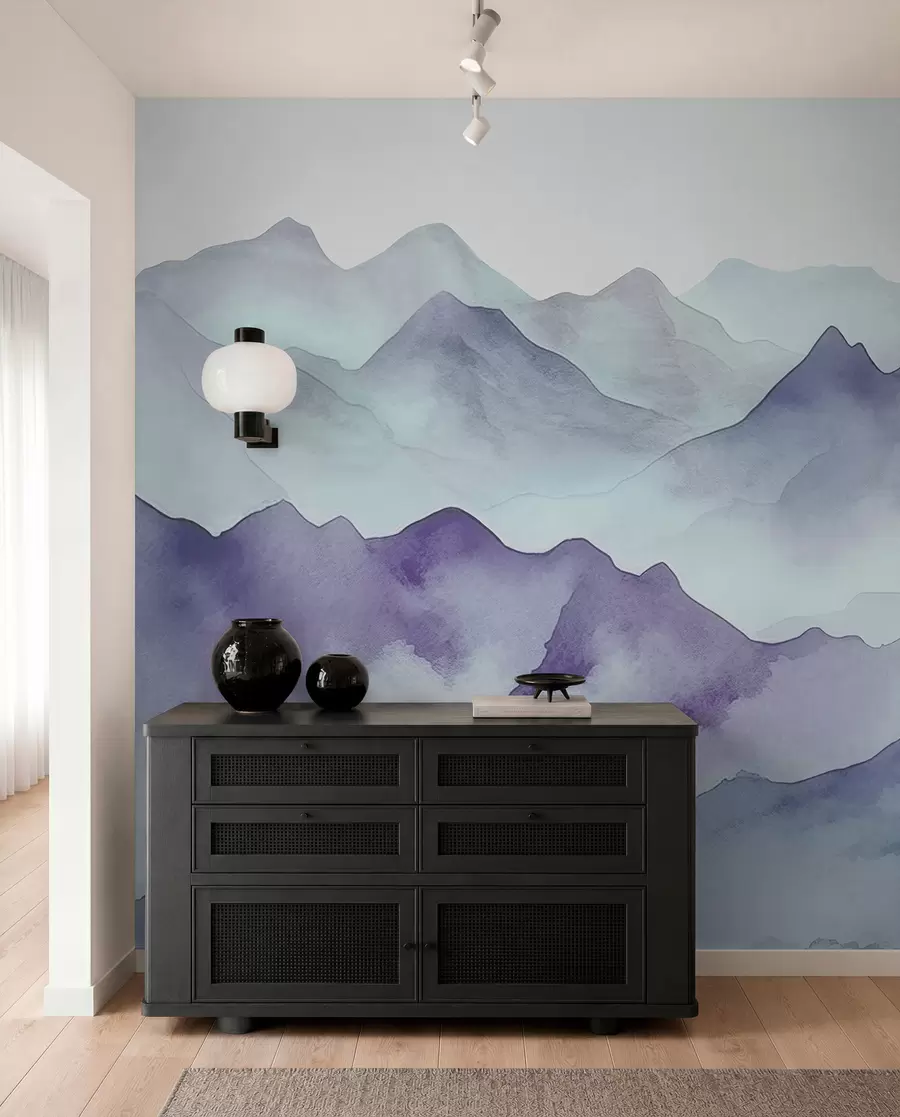 murales de pared Montañas brumosas en tonos suaves w00841v1