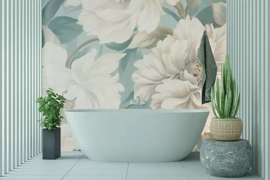 Murales de pared Grandes flores blancas w02038 murales de pared Grandes flores blancas w02038