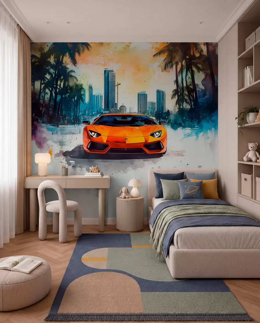 murales de pared Deportivo naranja pintado w01964