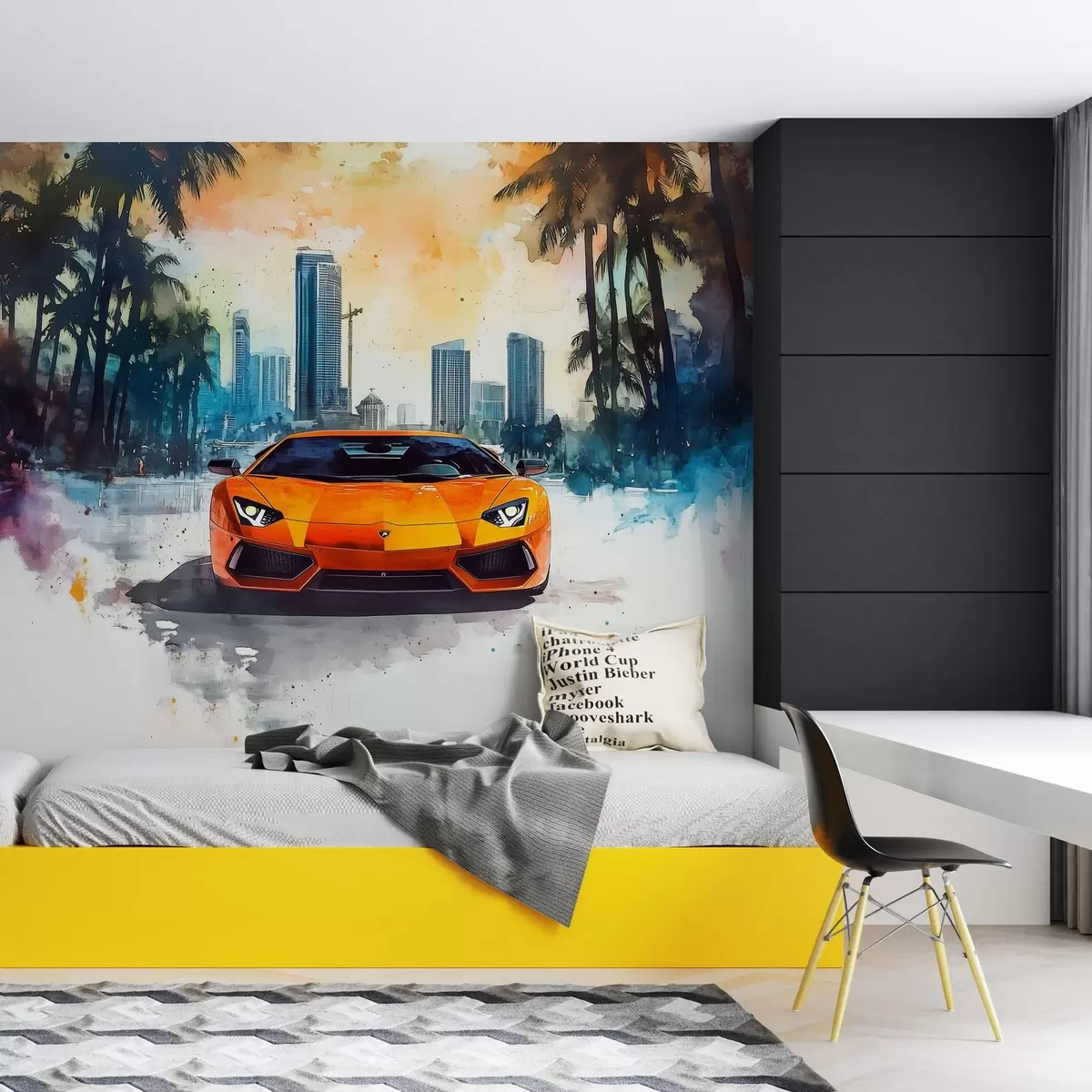 murales de pared Deportivo naranja pintado w01964