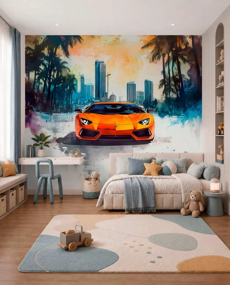 murales de pared Deportivo naranja pintado w01964