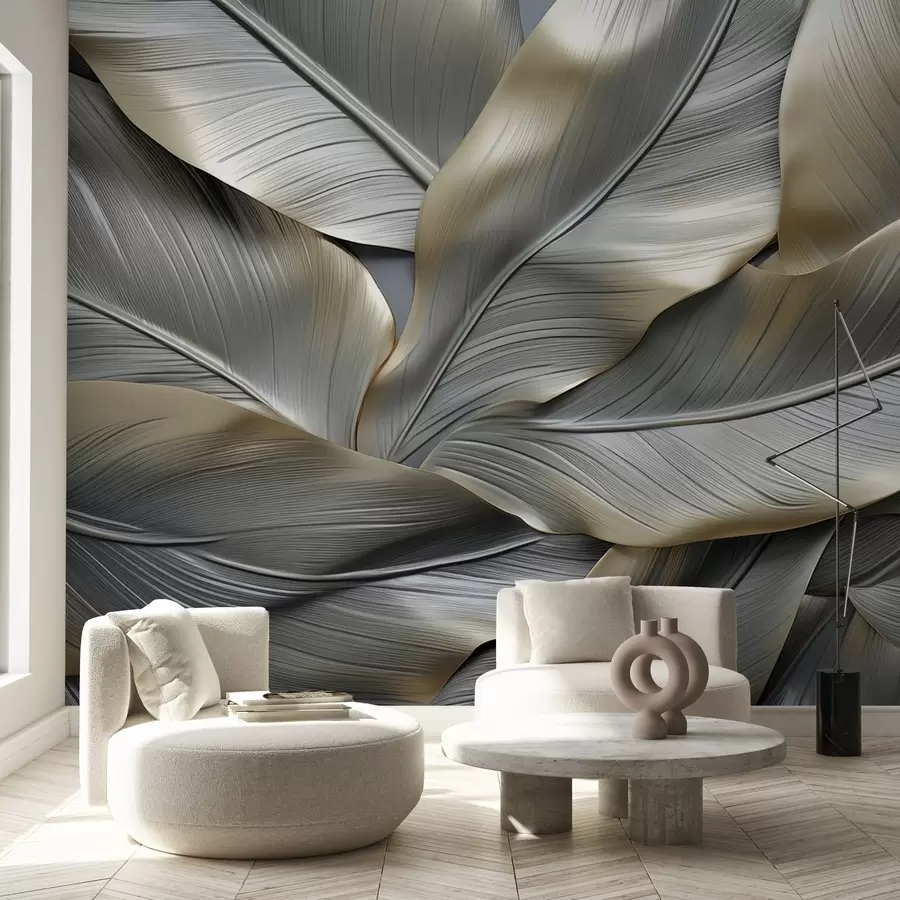 murales de pared Hojas de plátano volumétricas w08394