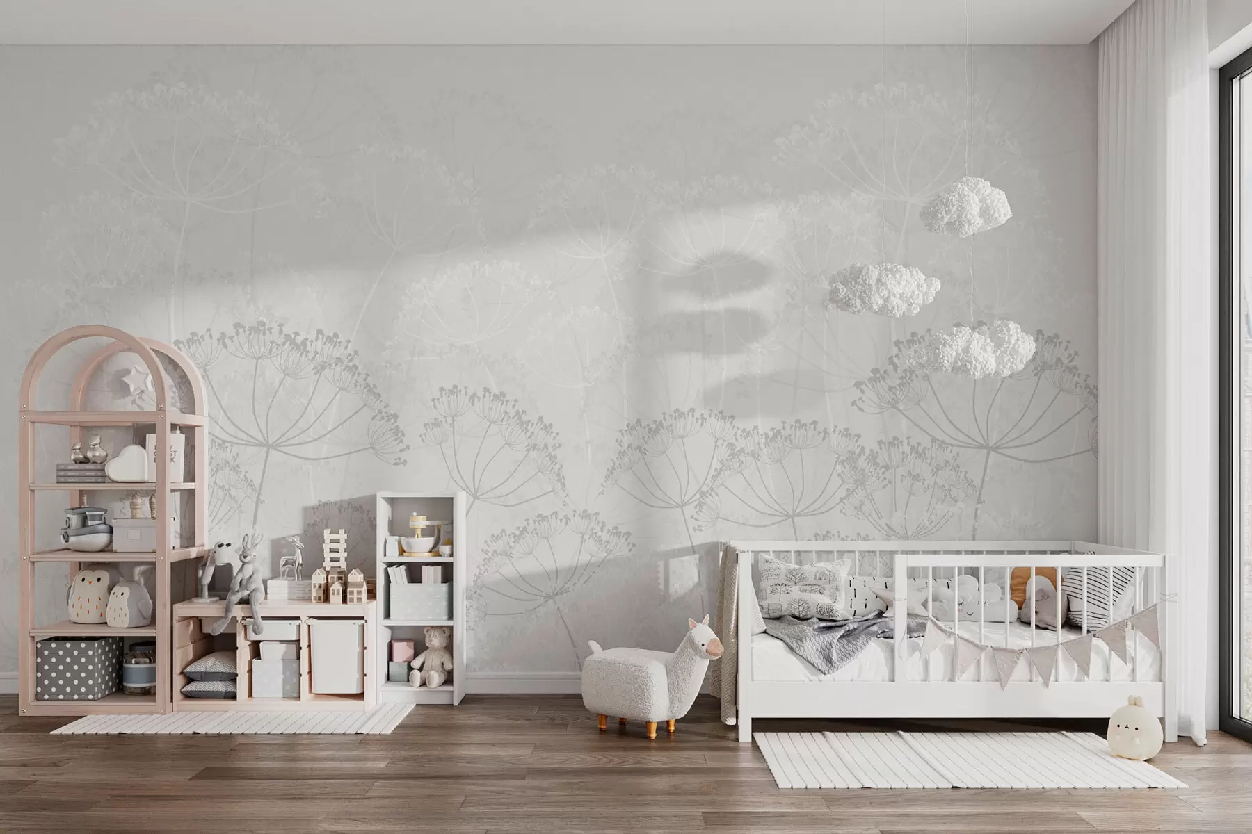 murales de pared Plantas frágiles minimalismo color gris w02105v2