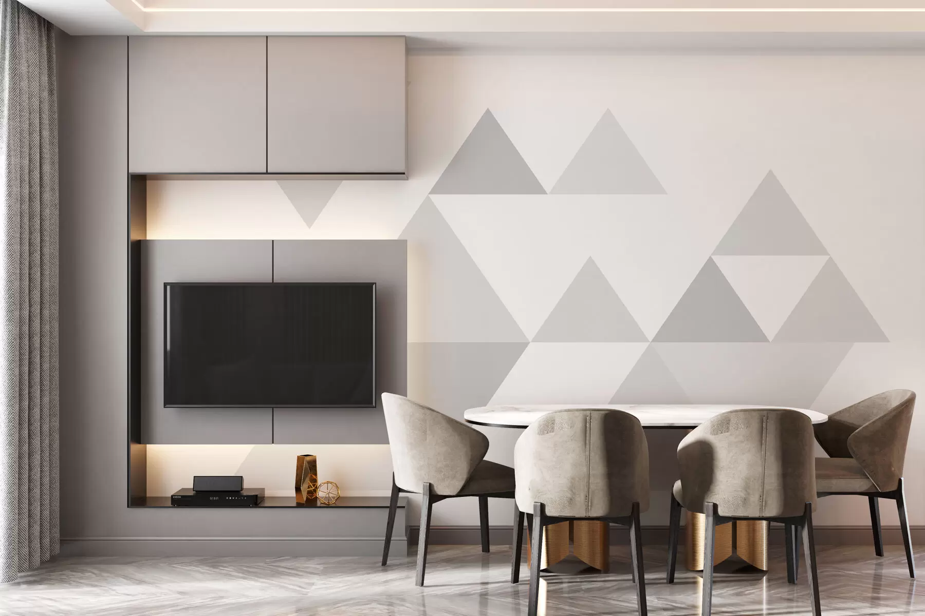 murales de pared Elegantes triángulos de color gris w02107v2