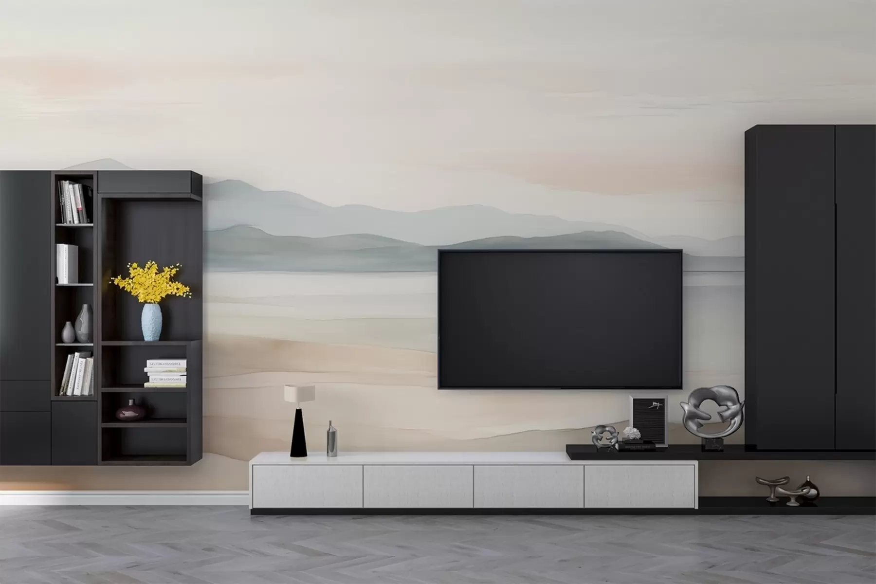 murales de pared Paisaje pintado a la acuarela w02117