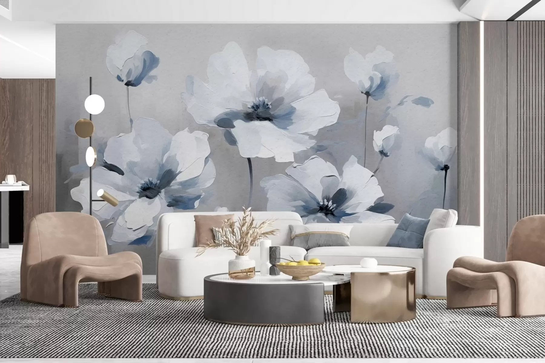 murales de pared Flores pintadas al óleo sobre un muro de hormigón w02120v1
