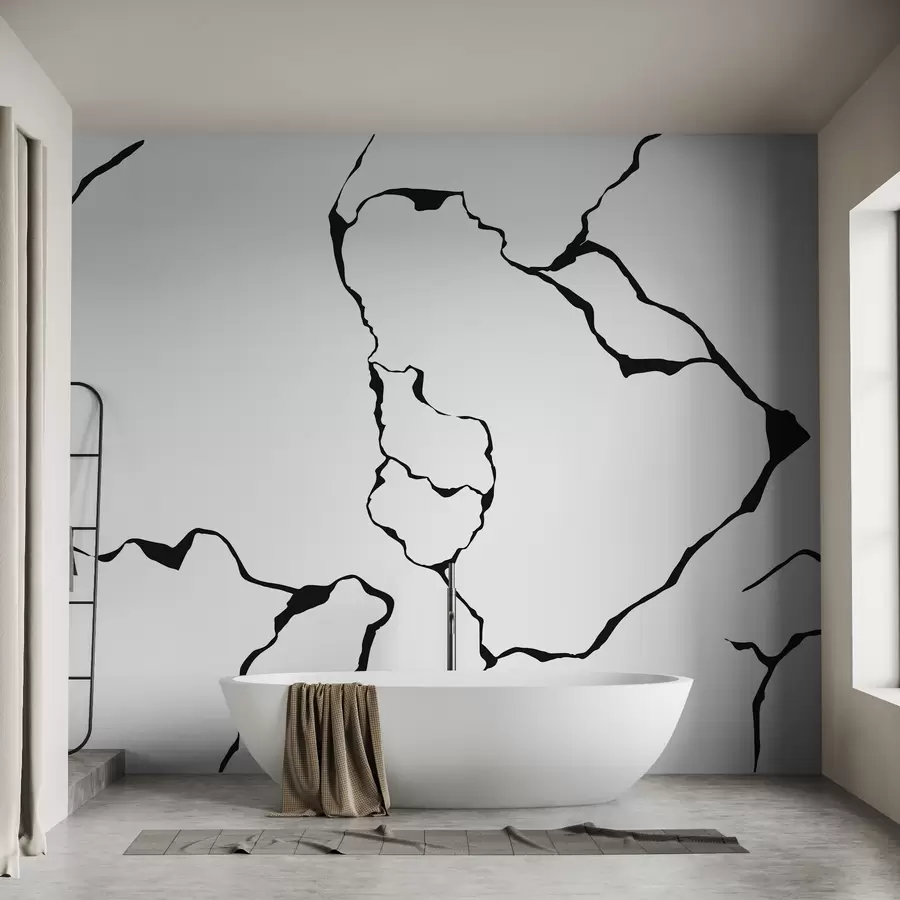 Murales de pared Manchas, fondo blanco, línea de abstracción negra w02177 murales de pared Manchas, fondo blanco, línea de abstracción negra w02177