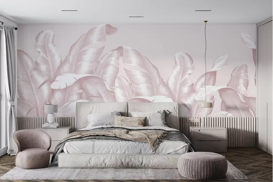 murales de pared Hojas elegantes en tonos suaves w00019v4