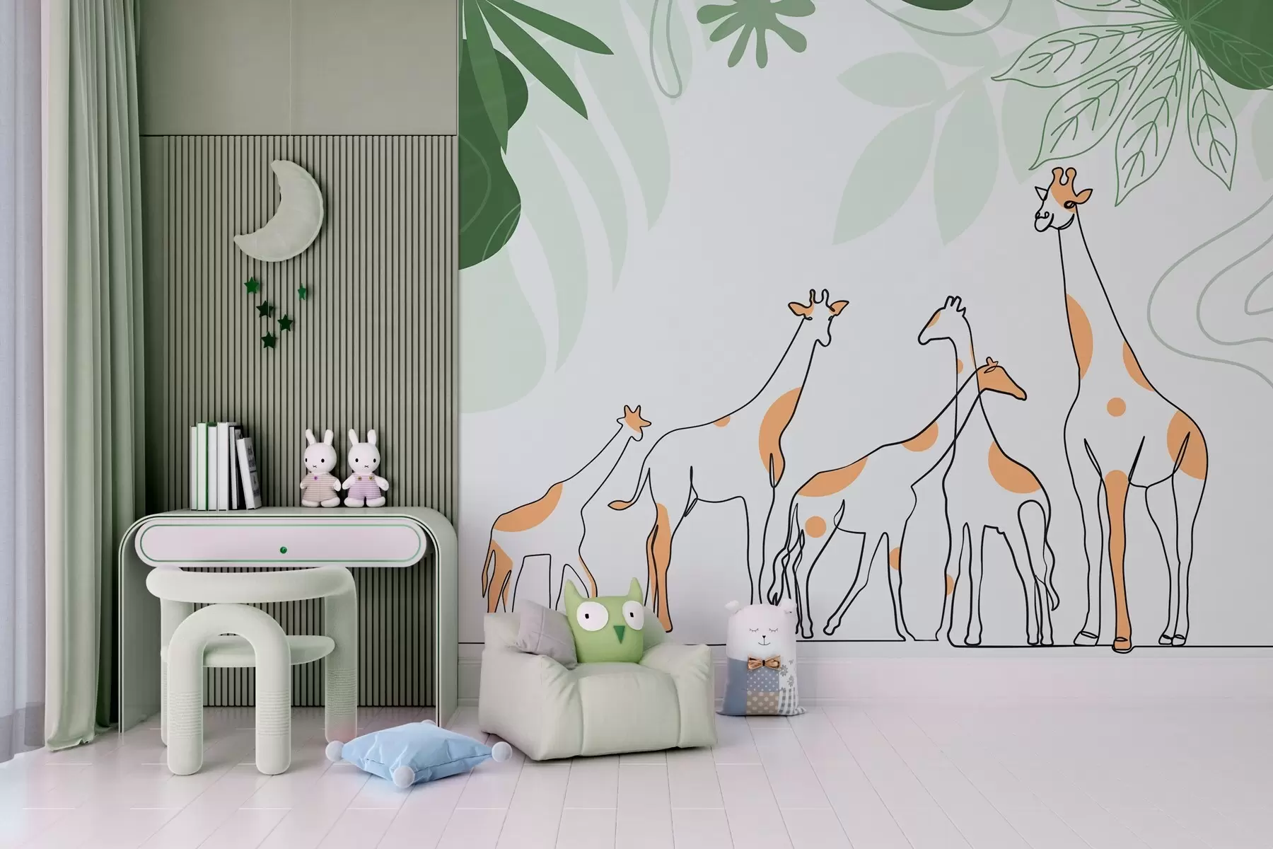 murales de pared Jirafas erguidas entre las hojas w00581