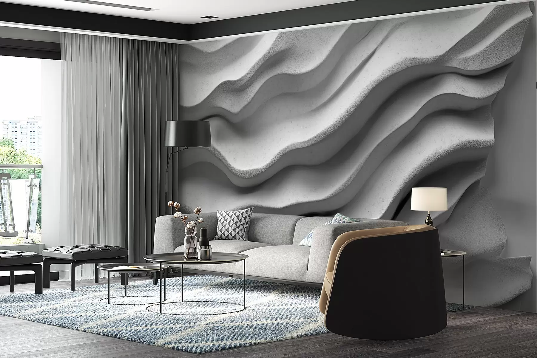 murales de pared Сon textura de relieve liso w02233