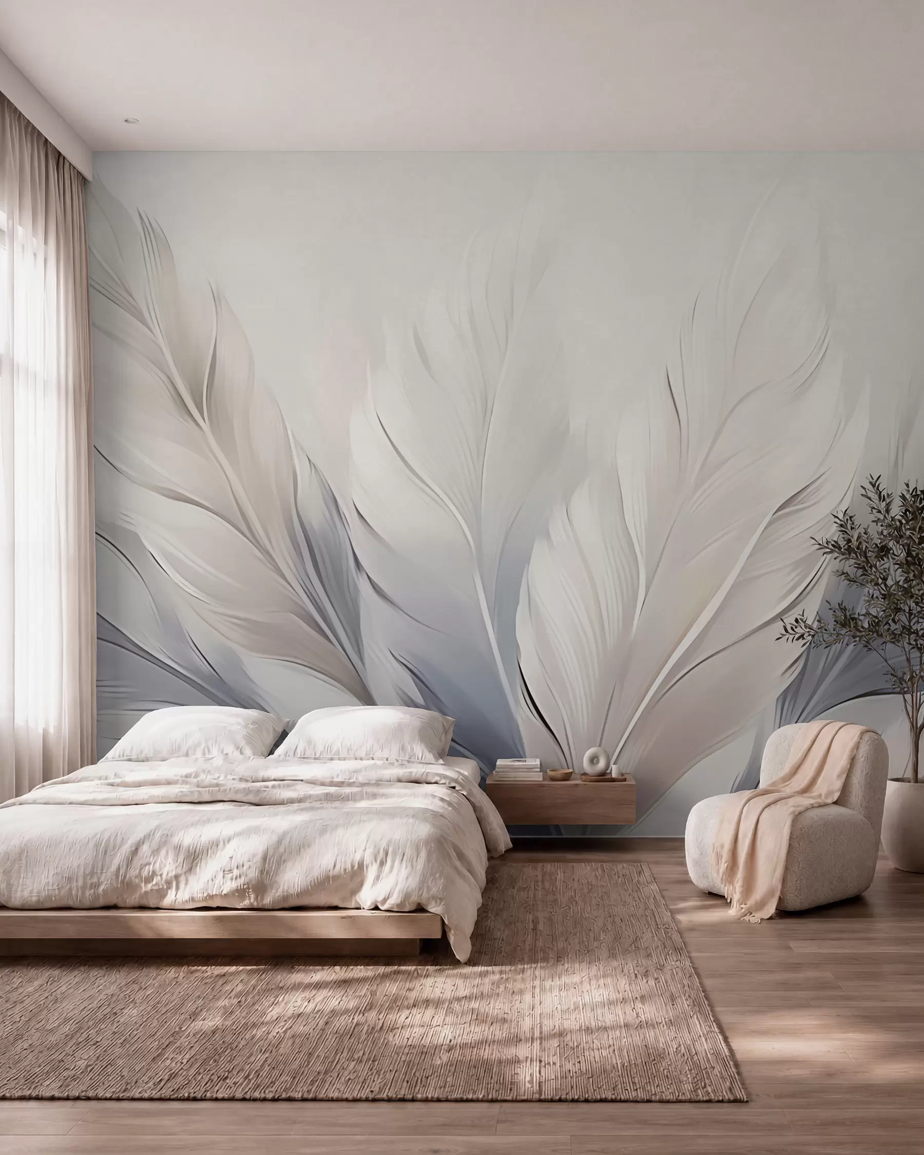 murales de pared Plumas color perla w02213