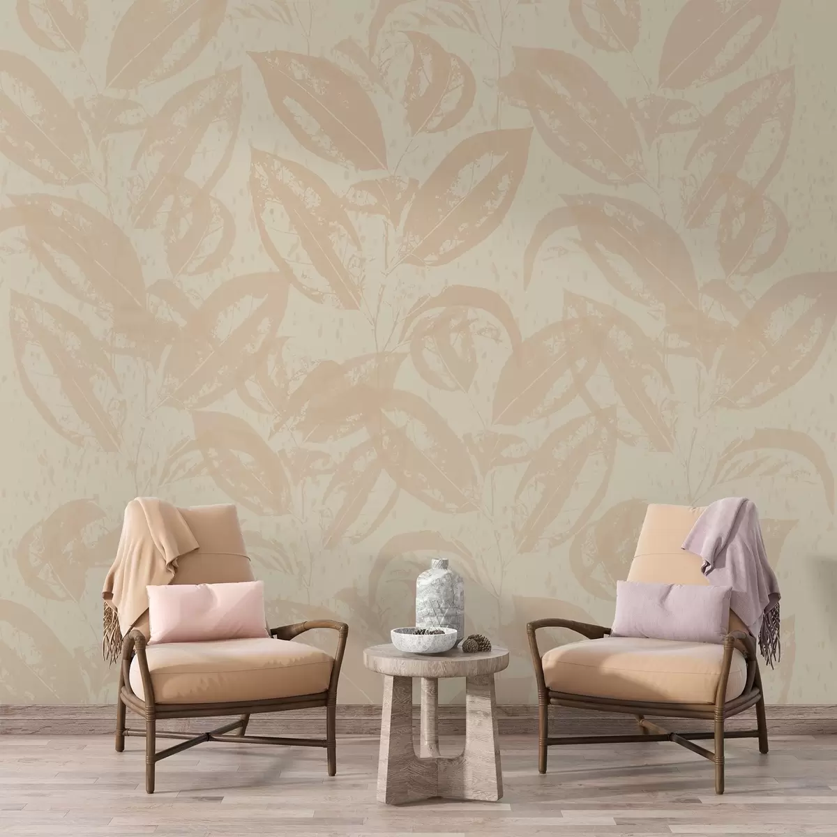 murales de pared Motivo abstracto con hojas translúcidas w02258