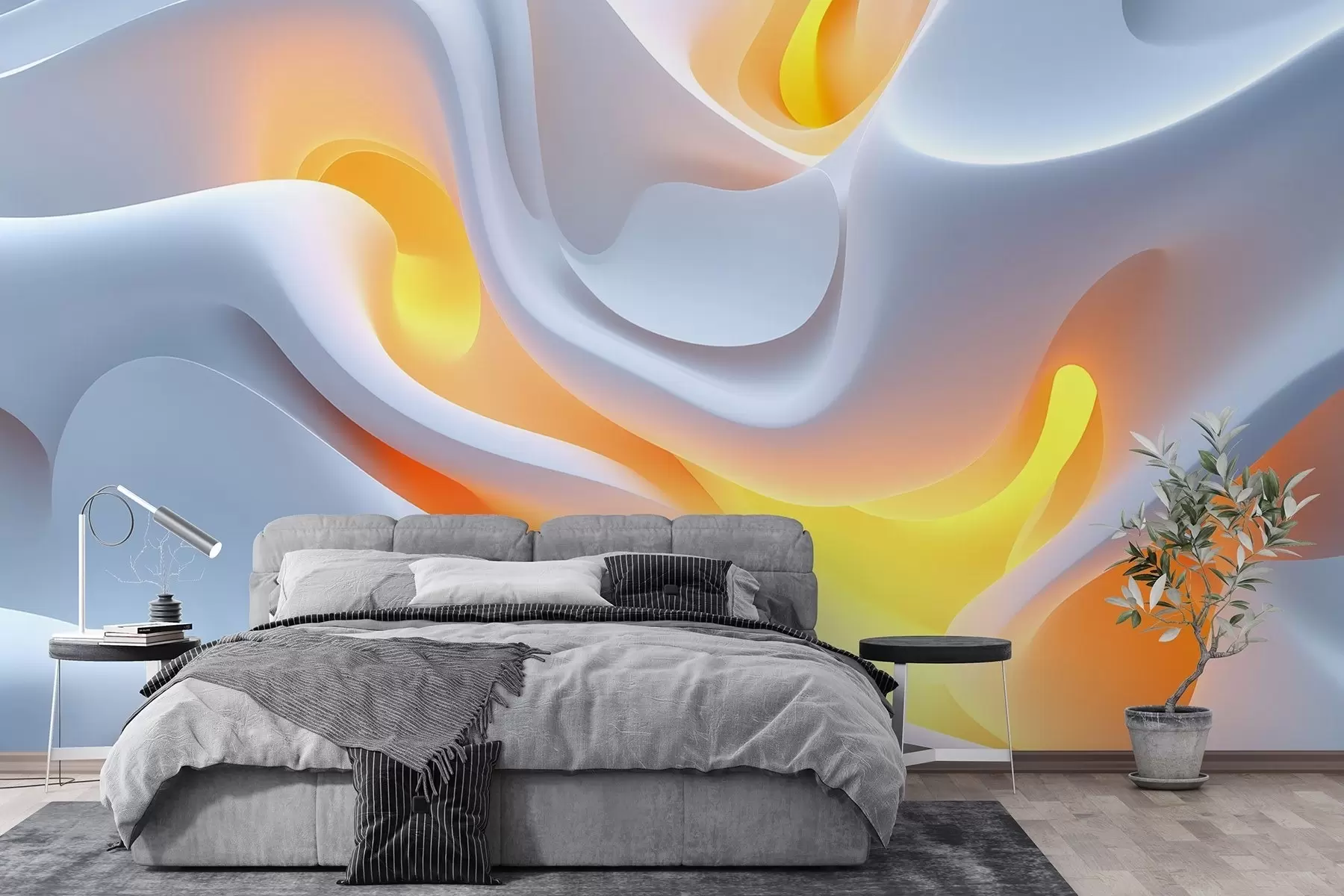 murales de pared Ondas urbanas abstractas con resplandor interior simulado w02249