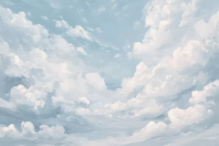 murales de pared Cielo azul con pinceladas simuladas de óleo w02313