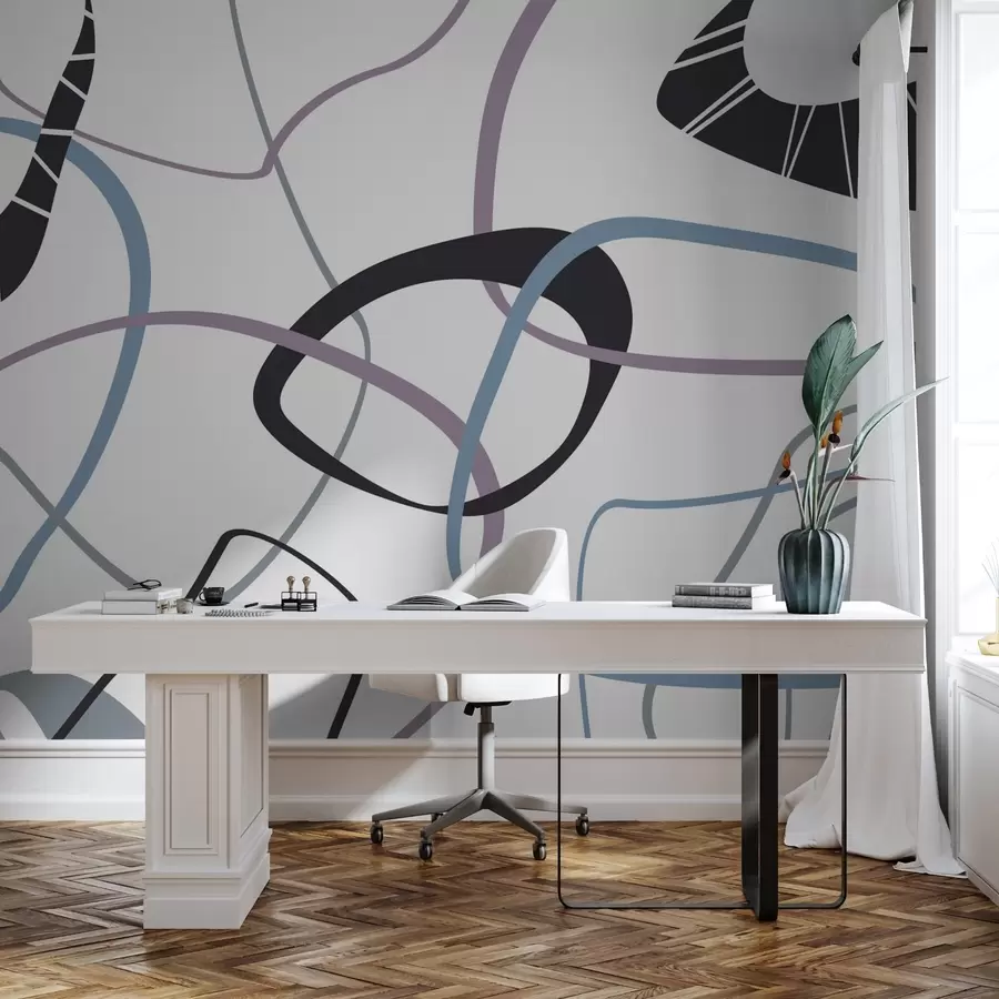 murales de pared Líneas y rayas circulares abstractas w02323v1