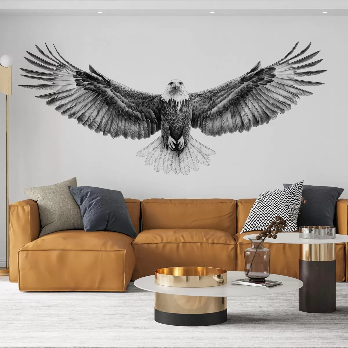 murales de pared Águila voladora, dibujo a lápiz, pájaros, minimalismo w02370