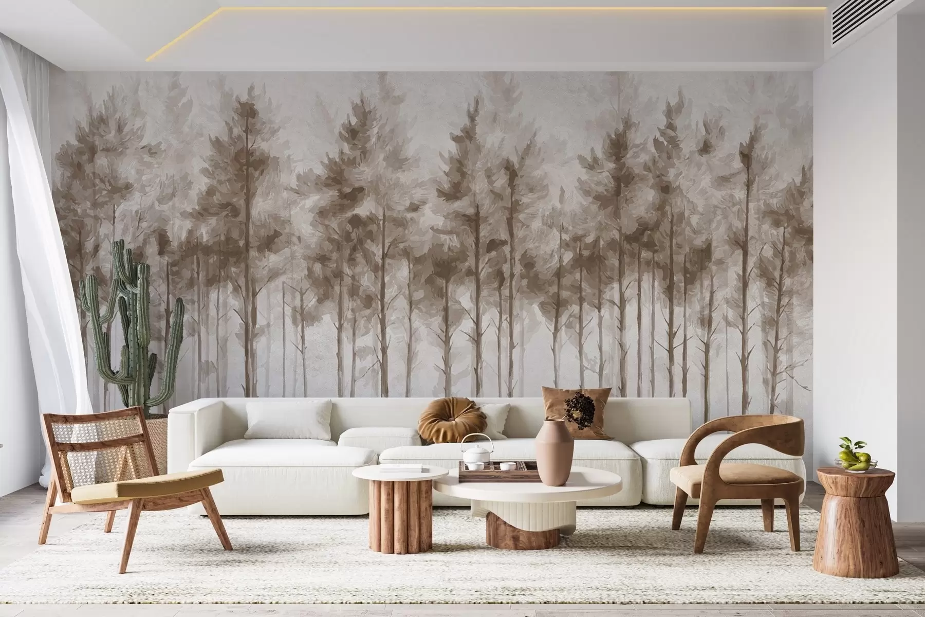 murales de pared Bosque abstracto pintado en la pared w02005v1