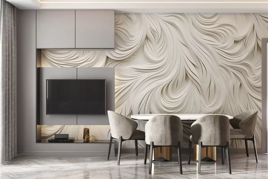 murales de pared Motivo volumétrico en la pared en colores vivos w02010